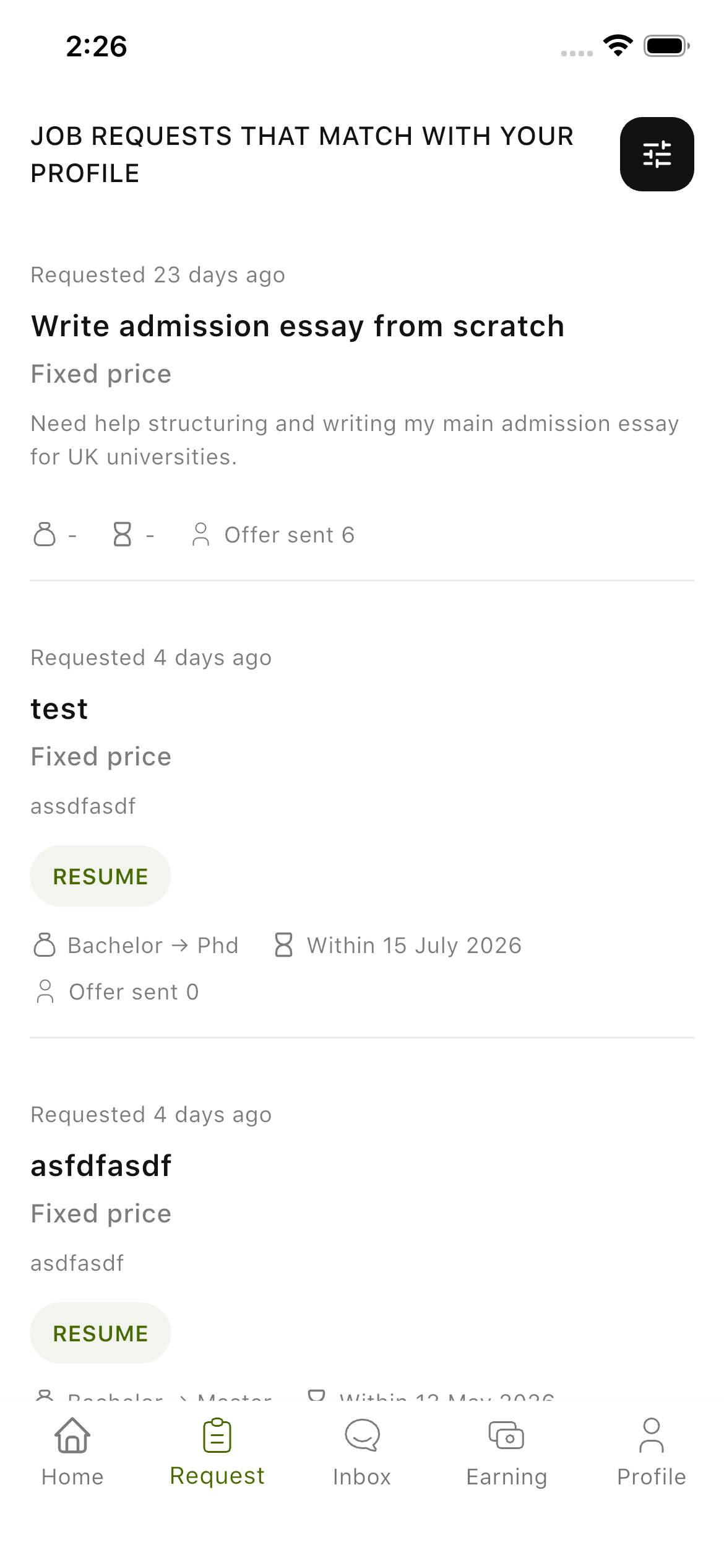 Mentor job list