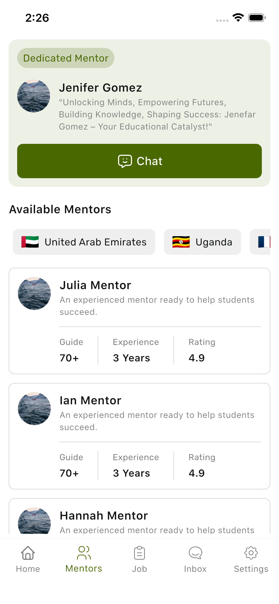 Mentor list